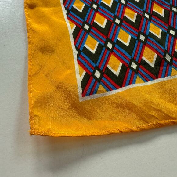 Vintage Geometric Silk Oblong Scarf Gold Retro Glam Diamond Print 41.5 x 12.5 in - Picture 11 of 13